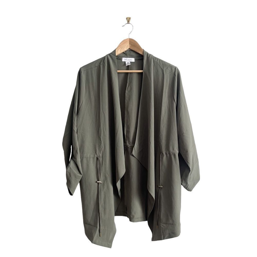 Majora Jacket Waterfall Front Lightweight Green Women's L Adjustable Belt NWT